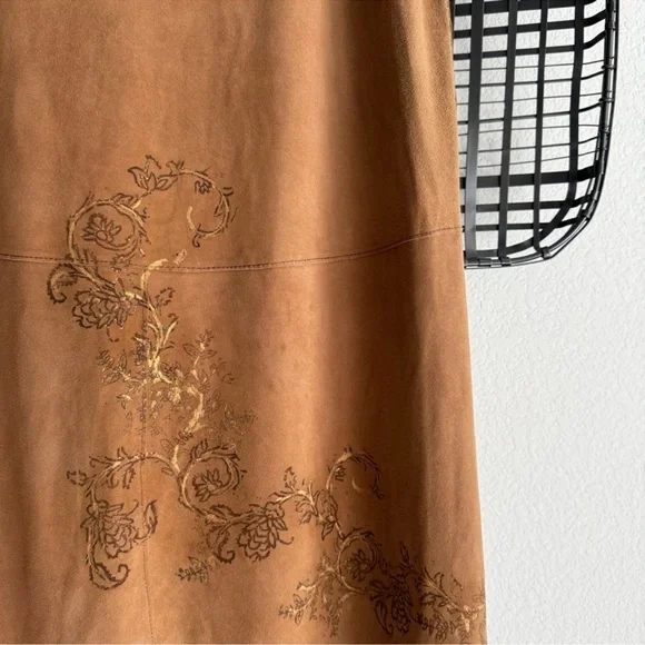 NWT! Free People Nigel Preston Hand-Painted Lambskin Suede Maxi Skirt - Large - Picture 4 of 10